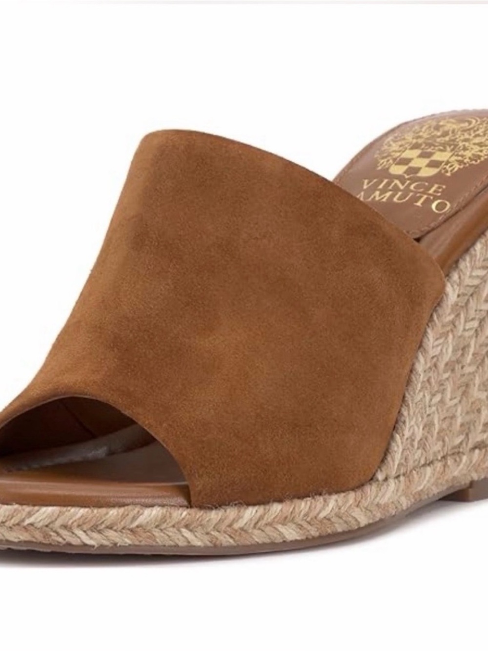 Vince Camuto Cognac Suede Espadrille Wedge Slide